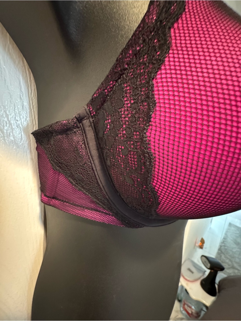 torrid Hot Pink Fishnet Bra with Black Trim - Picture 3 of 5